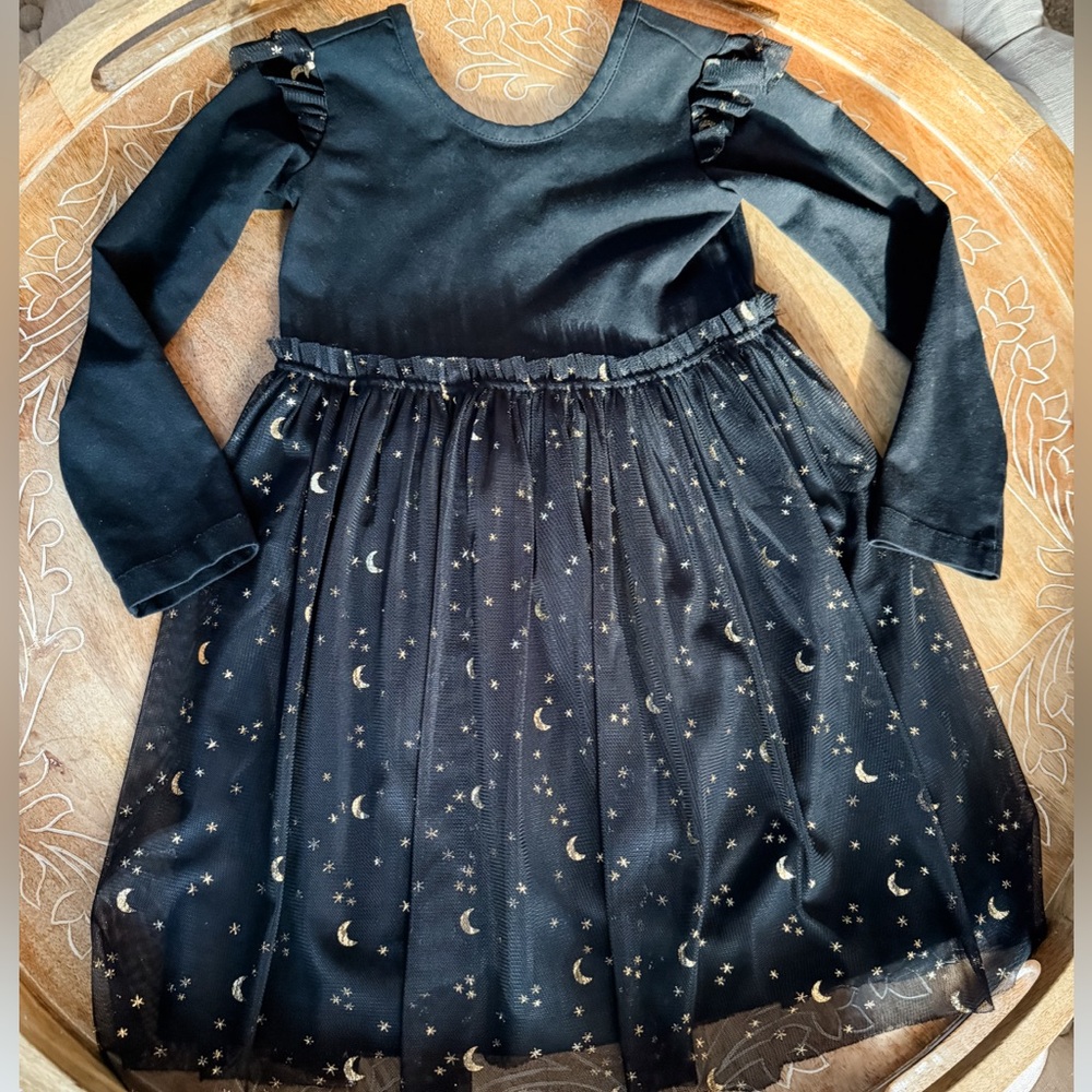 Hanna Andersson Black and Gold cotton/tulle Dress - Toddler 4T